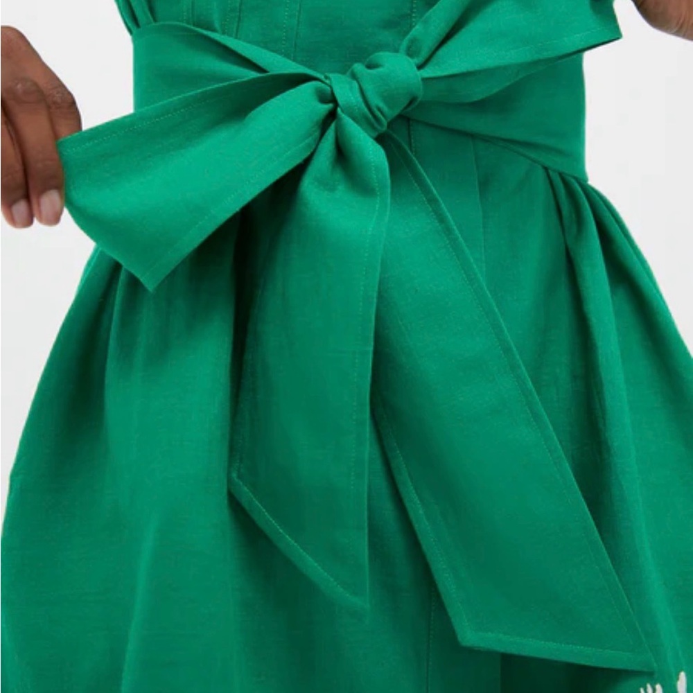 Tuckernuck Garden Green Embroidered Cotton Linen Mini Callie Dress - Picture 5 of 6